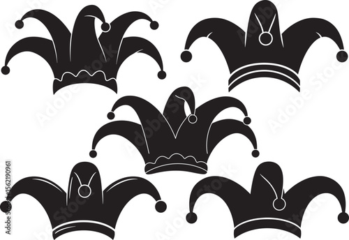 Colorful Mardi Gras party hat silhouette vector illustration