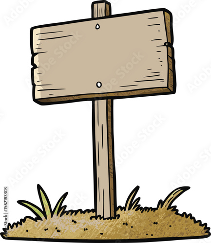 Wooden sign colouring book pages for children and adults Wood signboard vector silhouette