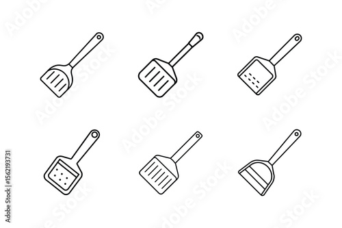 cat litter scoop icon line art vector illustration
