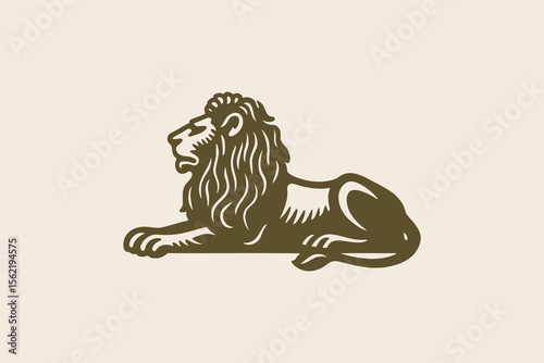 Lion emblem engraving style vector illustration

