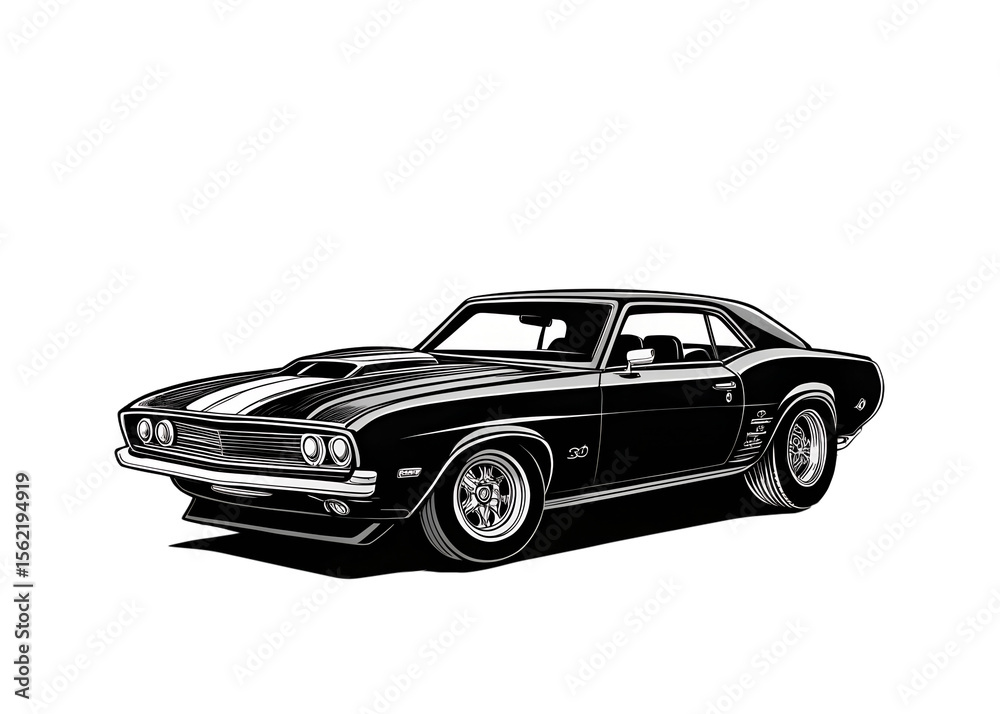 Fototapeta premium Muscle Car Burnout Illustration