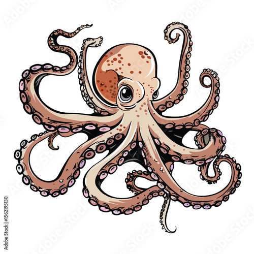 Playful Spotted Octopus with Curving Tentacles