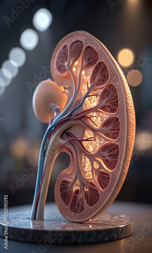 Realistic Human Kidney Illustration in Sharp Detail