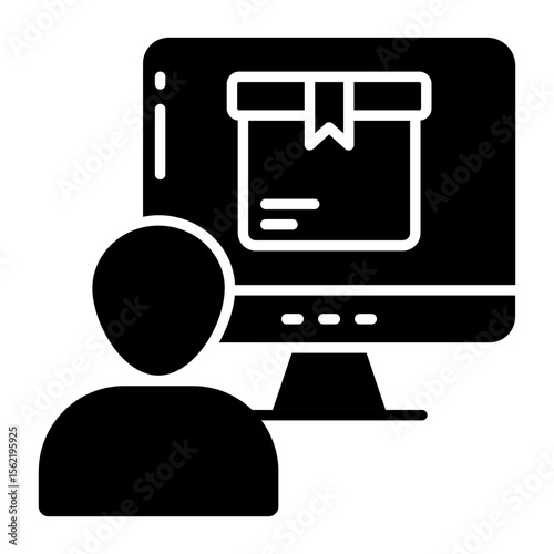 A glyph design icon of online parcel