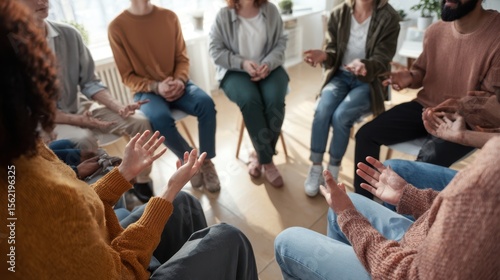 The group gathered for a supportive discussion in a cozy setting.