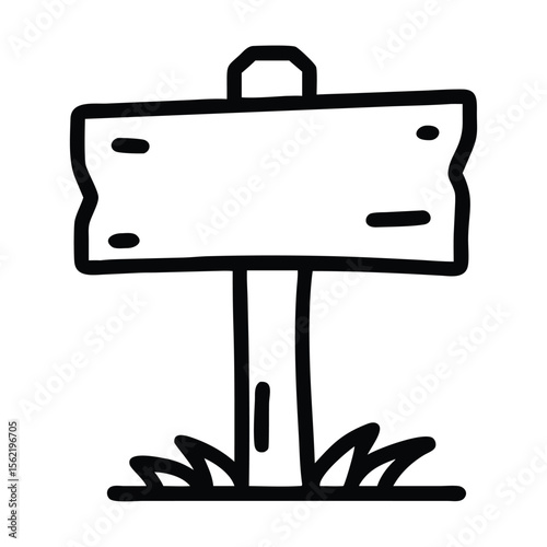 Wooden sign colouring book pages for children and adults Wood signboard vector silhouette