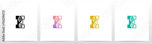 DNA Strand Structure Helix Inside Letter Initial Logo Design I