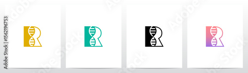 DNA Strand Structure Helix Inside Letter Initial Logo Design R
