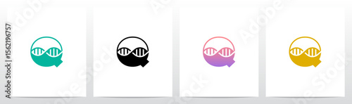 DNA Strand Structure Helix Inside Letter Initial Logo Design Q