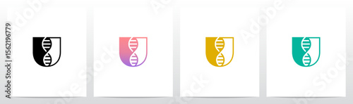 DNA Strand Structure Helix Inside Letter Initial Logo Design U