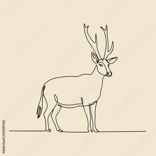 deer vector illustration Minimal Goat Line Art – Hand Drawn Wildlife Illustration"