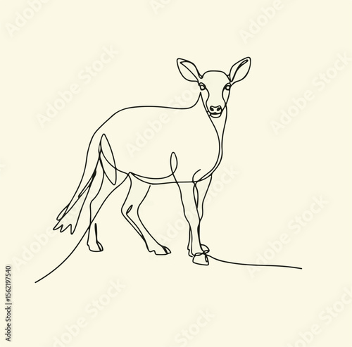 deer vector illustration Minimal Goat Line Art – Hand Drawn Wildlife Illustration