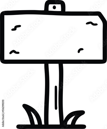 Wooden sign colouring book pages for children and adults Wood signboard vector silhouette