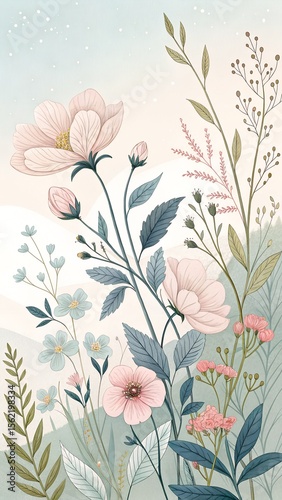 Soft Botanical Illustration for Elegant Nature Theme