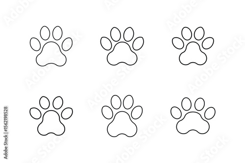 cat paw print icon line art vector illustration
