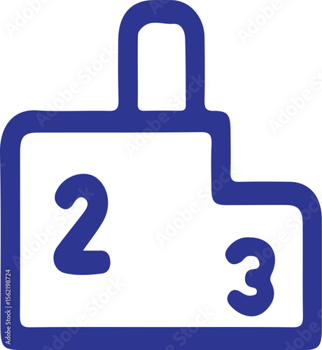 A blue podium with numbers two and three on a white background icon