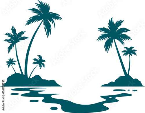 tropical island with palm trees