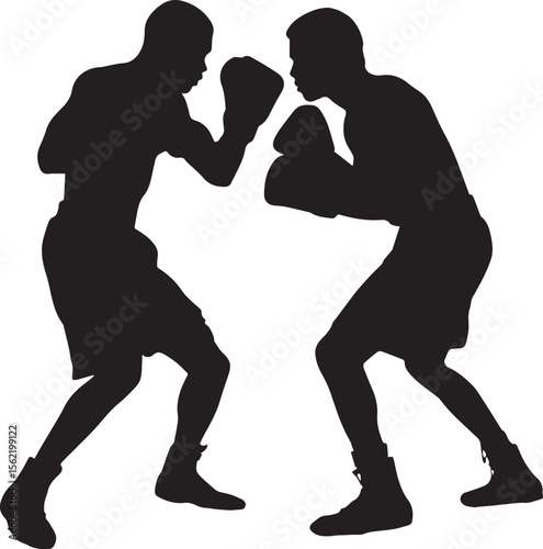 Young Man boxing Fight silhouette vector