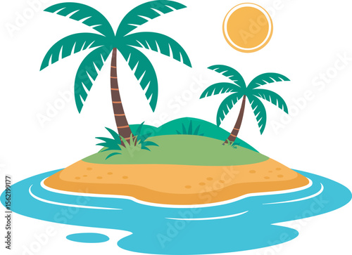 tropical island with palm trees