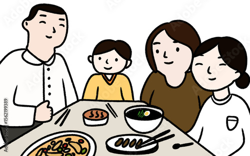 family in kitchen