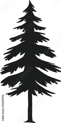Pine Tree Silhouette Vector – Minimal Evergreen Tree Illustration for Nature and Forest Themes