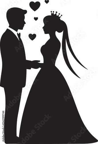 silhouette of bride and groom