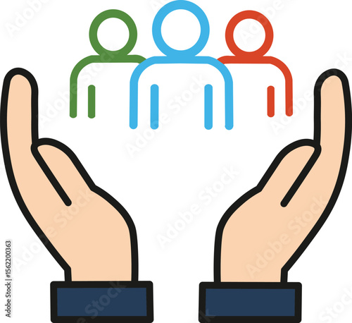 An inclusive workplace. Employee’s Protection Filled Outline icon