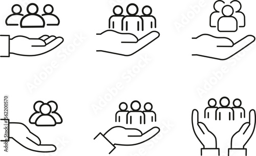 An inclusive workplace. Employee’s Protection Filled Outline icon set vector illustration