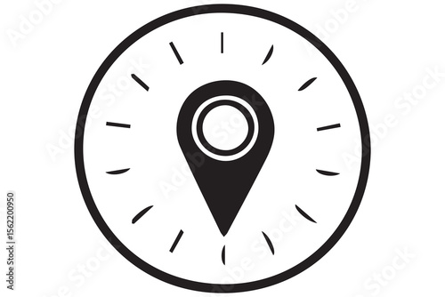 Black single confirmed location line icon, simple map pin sign with check mark flat design vector pictogram, infographic interface elements for app logo web button ui ux isolated on white background
