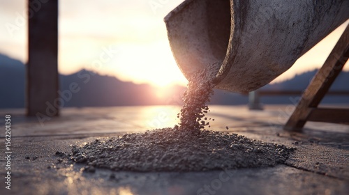 Concrete pouring at sunrise
