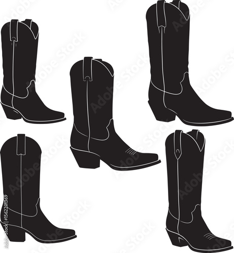 Cowboy boot western shoe vector illustration