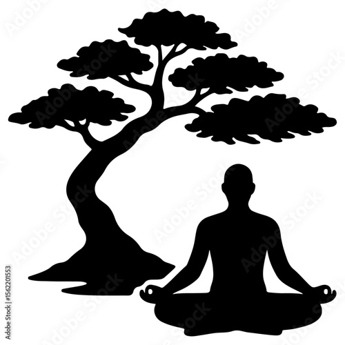 silhouette of a woman meditating