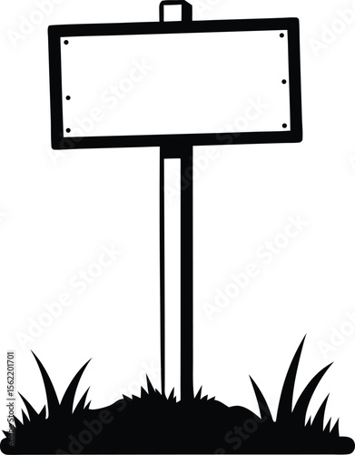Wooden sign colouring book pages for children and adults Wood signboard vector silhouette