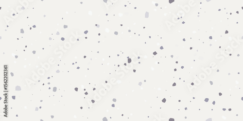 Seamless terrazzo pattern with scattered grey stone chips on a light neutral background. Minimal eggshell textured cover for textiles, wallpapers, wrapping paper, backdrop, fabric.