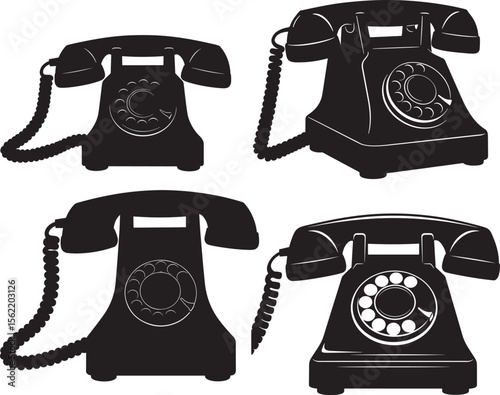 Old fashioned telephone device vector illustration