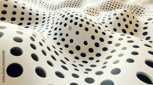 Wavy Surface with Circular Cutouts Creates a Modern Abstract Pattern