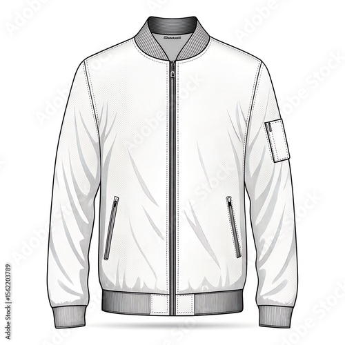 Unisex White Bomber Jacket Blank Fashion Template
