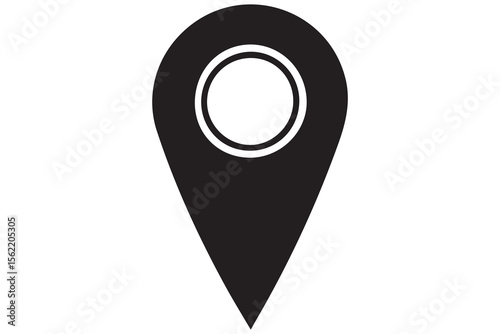 Black single confirmed location line icon, simple map pin sign with check mark flat design vector pictogram, infographic interface elements for app logo web button ui ux isolated on white background
