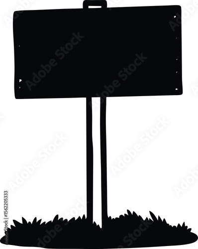 Wooden sign colouring book pages for children and adults Wood signboard vector silhouette
