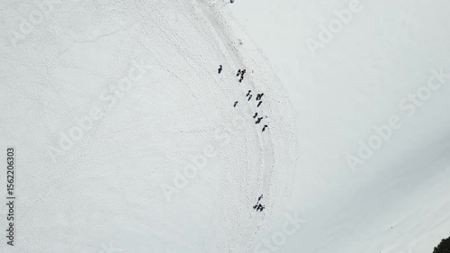 aerial view Yuki-no-Otani Snow Wall, Tateyama, Nakaniikawa, Toyama, Japan