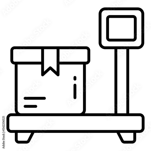 Conceptual line design icon of parcel weighing
