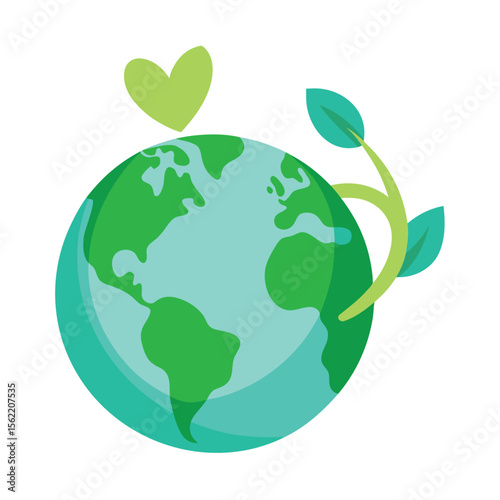 Green earth globe entwined with a vibrant leafy vine symbolizing nature and growth
