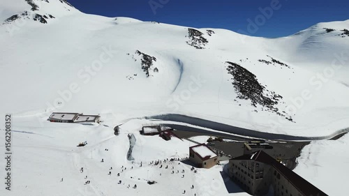 aerial view Yuki-no-Otani Snow Wall, Tateyama, Nakaniikawa, Toyama, Japan