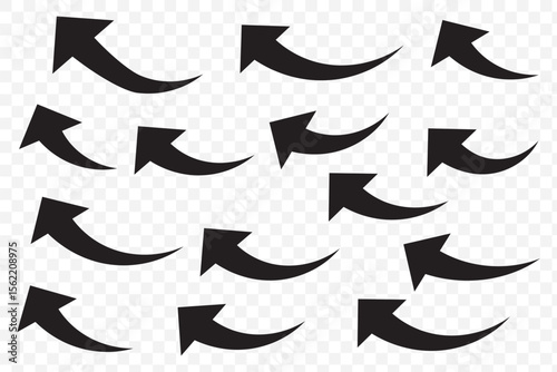 Black arrows set. Curved arrows. Arrow sign. Flat style icons. Arrow icon set, arrow icon vector . Black long up arrow icon vector . arrow pointing upward on Transparent Background. EPS 10.