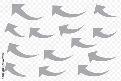 Gray arrows icon vector set. Bold arrow symbol curved flat design isolated on Transparent Background. EPS 10.