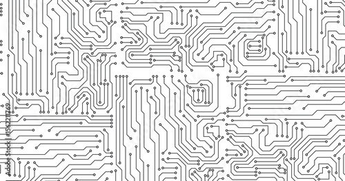 Electronics board. Circuit board electronic hi tech pattern.  abstract computer chip. Black monochrome background. seamless pattern of circuit board