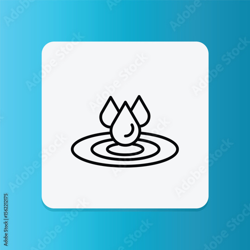 Icon of a droplet on soft water waves. Represents gentle and skin-safe wet wipes.