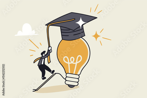 Knowledge coupled with success vector illustration in flat style