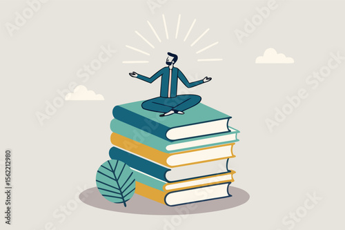 best book concept to help entrepreneurs succeed in business, knowledge or skills to succeed and overcome obstacles, smart entrepreneur success meditation and learn new skills in pile of business books
