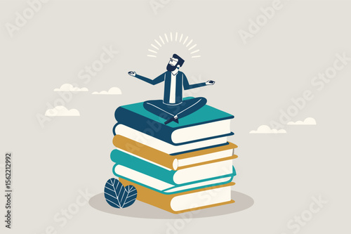 best book concept to help entrepreneurs succeed in business, knowledge or skills to succeed and overcome obstacles, smart entrepreneur success meditation and learn new skills in pile of business books